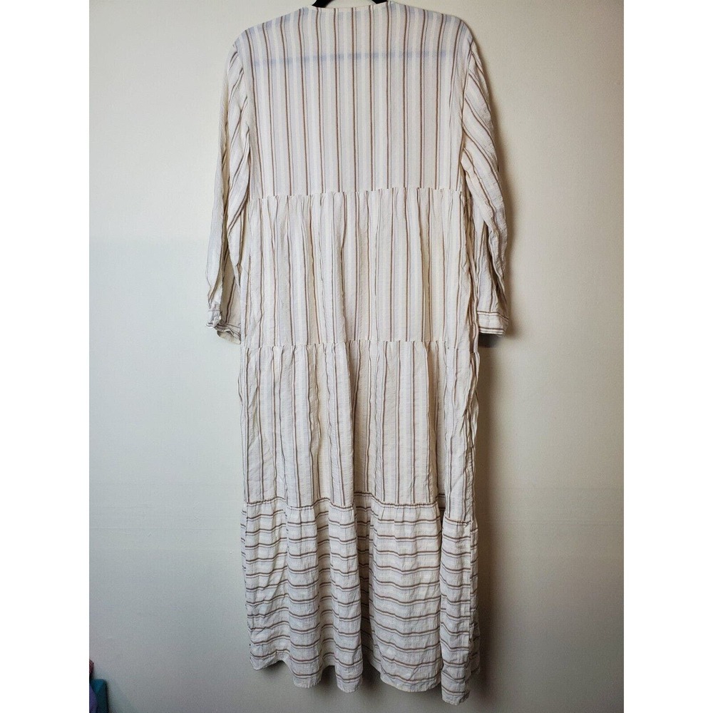 SOLD Zara Small Women White Maxi Dress Tiered Long Bohemian Striped Romantic - Picture 8 of 15